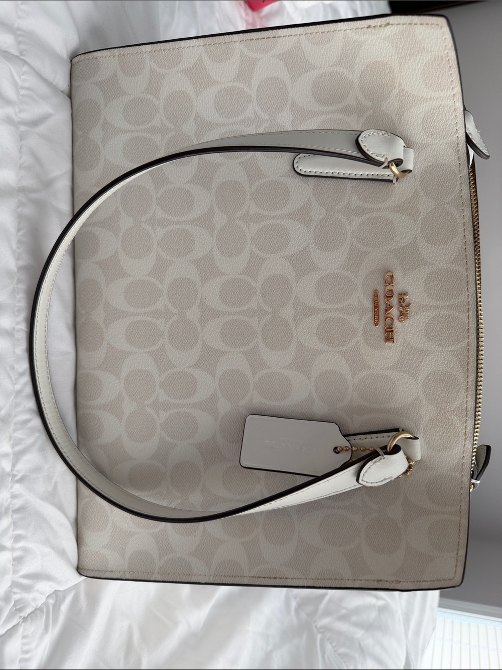 Coach Chalk Signature Canvas Tote with Gold Hardware